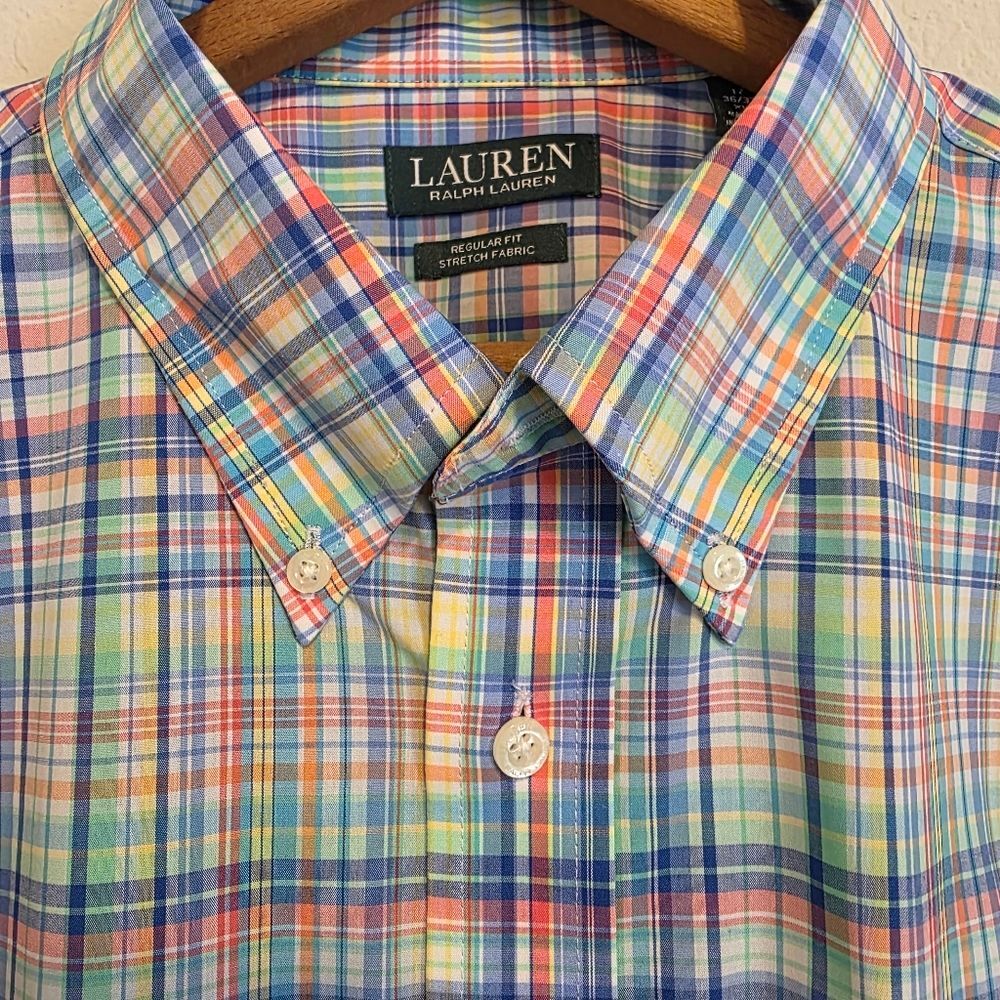NWT Lauren Ralph Lauren Long Sleeve Shirt Pastel Plaid Button-Down Men's XL 17